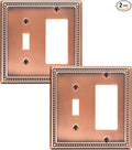 2-Pack Combo Toggle/Decorator Light Switch Cover Plate, Pearls Decorative Electrical Outlet Covers, Metal Wall Switch Plates and Outlet Covers, Antique Copper