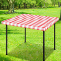 Smiry Square Picnic Table Cloth, Elastic Waterproof Fitted Vinyl Tablecloths, Flannel Backed Buffalo Plaid Table Covers for Dining, Camping, Outdoor (White and Red, 34" x 34")