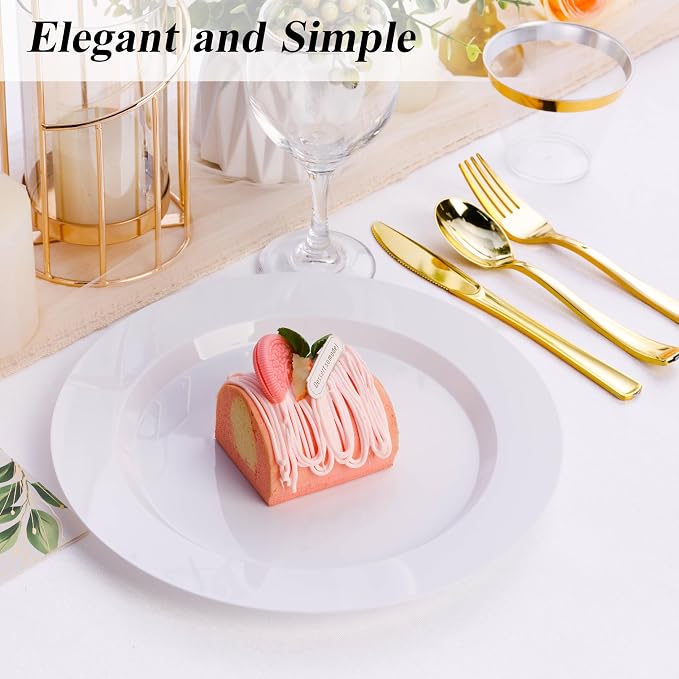 Bestluck 100PCS White Plastic Dinner Plates 10inch - Image 4