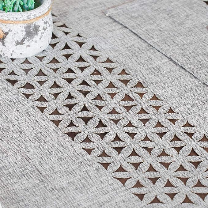 ARTABLE Gray Rectangle Fabric Table Runner Finished Edge 16 x 70 Inch | - Image 4