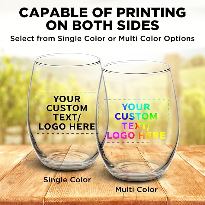 DISCOUNT PROMOS 100 ARC Stemless Wine Glasses Set, 21 oz. - Customizable Text, Logo - Chardonnay, Cabernet, Merlot, Sauvignon - Clear