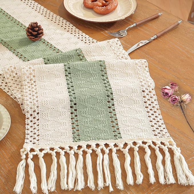 Sage Green Table Runner 108 Inches Long by Niviy