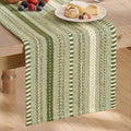Artoid Mode Army Green Farmhouse Stripe Braided Table Runner 12x120 Inch | by ArtoidMode