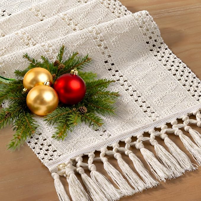 Boho Table Runner Summer Farmhouse Rustic Dining Dresser Scarf Home Decor | - Image 2