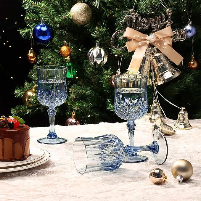 XUWAIDSGN 7oz Plastic Vintage Wine Glasses Drinking Glasses Unbreakable Wedding - Image 6