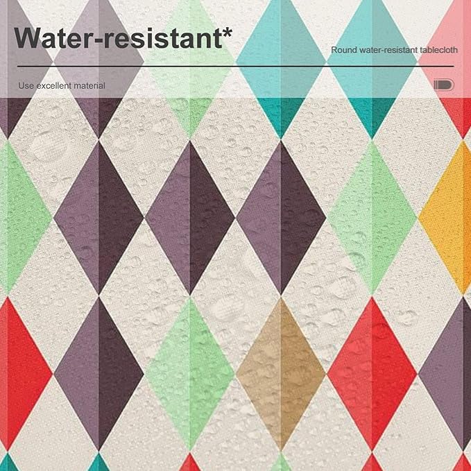 Abstract Geometric Round Tablecloth, Modern Mid Century Background Mid Century Colorful Print Pattern Tablecloth for Home Party Dining Room Kitchen Decor 60Inch(152cm)
