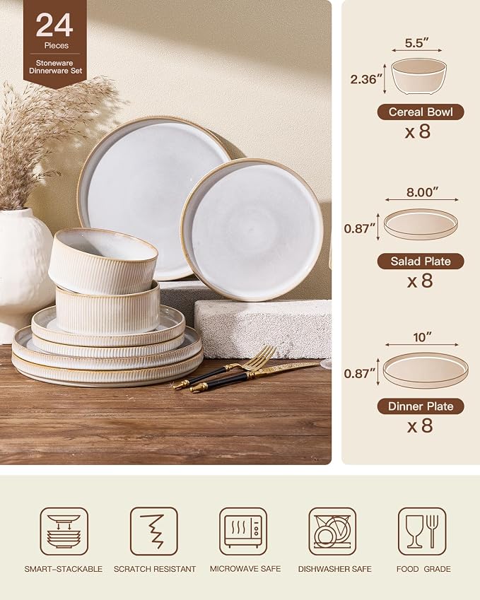 Stoneware Dinnerware Sets, Reactive Glaze Dishes Set - Image 7