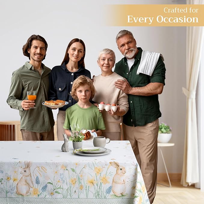 Maison d' Hermine Table Cloth Rectangle Table 100% Cotton 54 x 72 Inches Tablecloth Reusable Decorative for Dining Room Farmhouse Home Valentines Day Decorations Spring Summer - Easter Dew