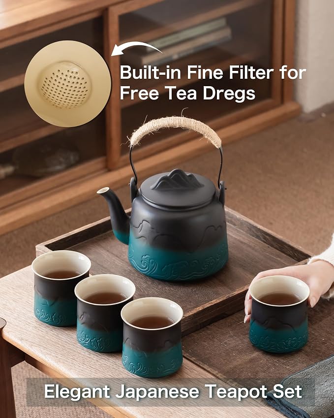 ZENS Ceramic Teapot with Infuser, 33.8oz Japanese Loose Leaf Tea Teapot | - Image 2