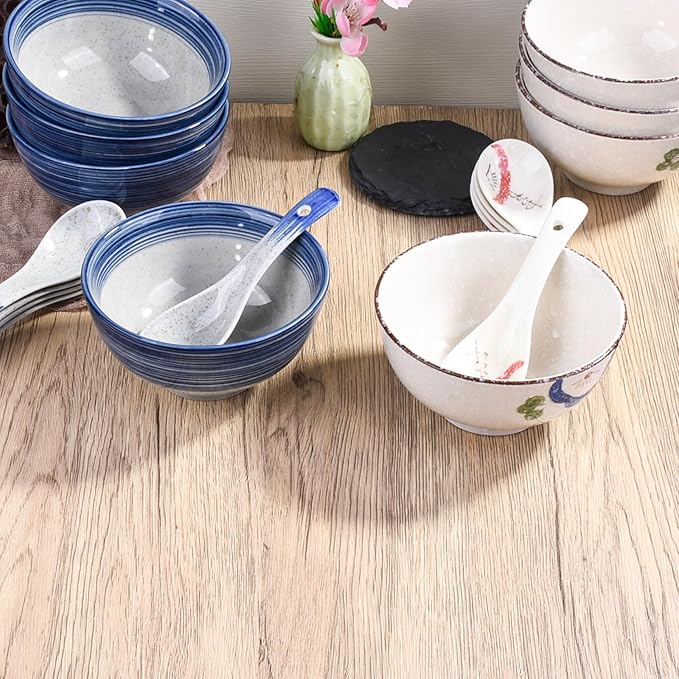 4-Piece Japanese Ceramic Dinnerware Set, Plate, Dish, Bowl, Spoon, Japanese Hand-painted Tableware set, A Good Tableware (WC)