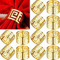 150 Pcs Gold Napkin Rings Hollow Out Napkin Rings Holder Set Metal Serviette Buckle Bulk for Dinner Table Decoration Christmas Holiday Wedding Party Birthday Banquet Gathering