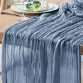 Cheesecloth Table Runner 10FT Dusty Blue Boho Gauze Sheer Runners | Cheese by Xiomot