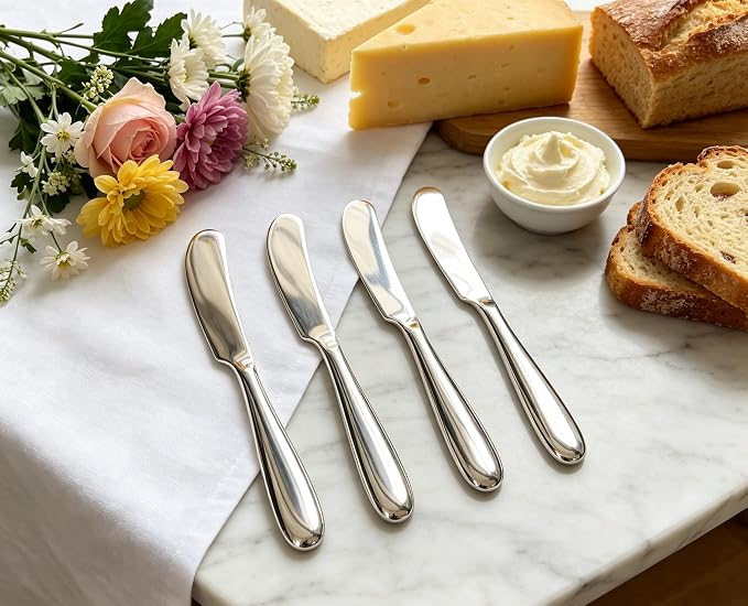 4 Pieces Set Butter knife, Pate Knife Cheese Spreader, Thick and Smooth Handle by Pretihome