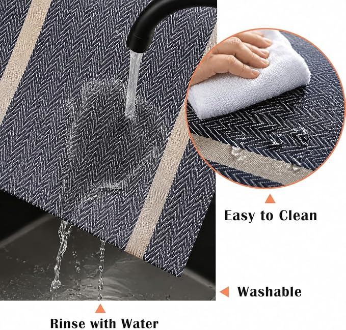 FAVE Navy Blue Woven Table Runner - Image 8