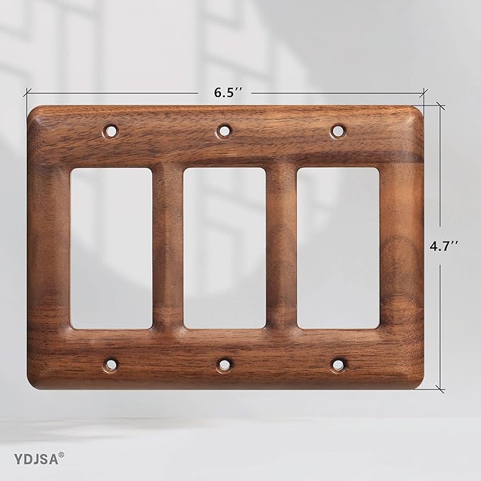 North American Walnut Triple Wall Plate Decorative 3-Switch Light Cover Plate for Elegant Room Design