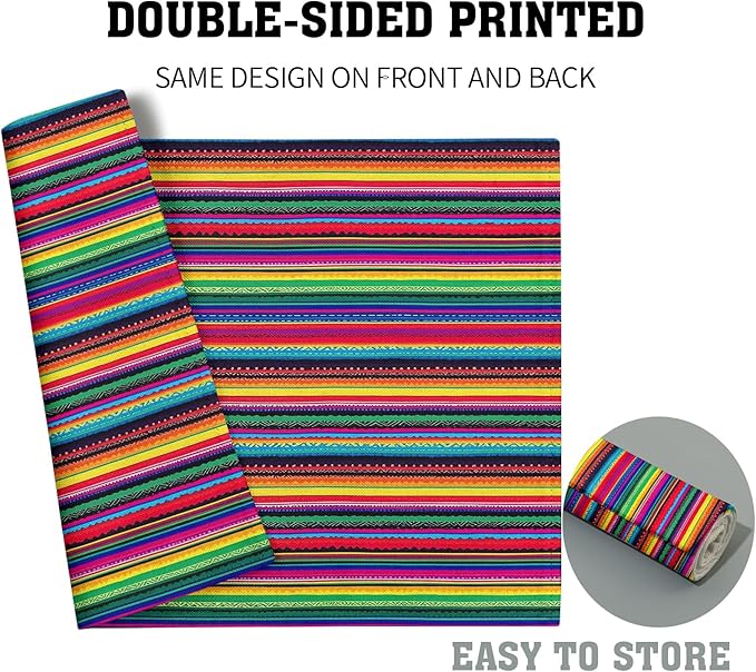 Mexican Placemats Set of 4 - Colorful Stripes Place Mats 12x18 Fiesta Tablemats Table Mats for Party Kitchen Dining