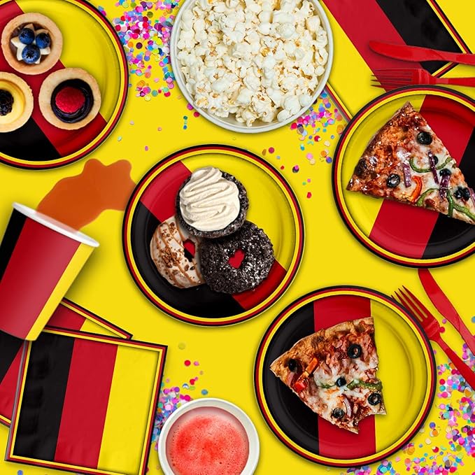 Germany German Flag Birthday Party Supplies Set Plates Napkins Cups Tableware Kit for 16