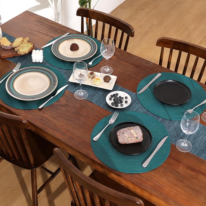 SHACOS Round Placemats Set of 8 Woven Braided Table Placemats 15 inch Circle - Image 2