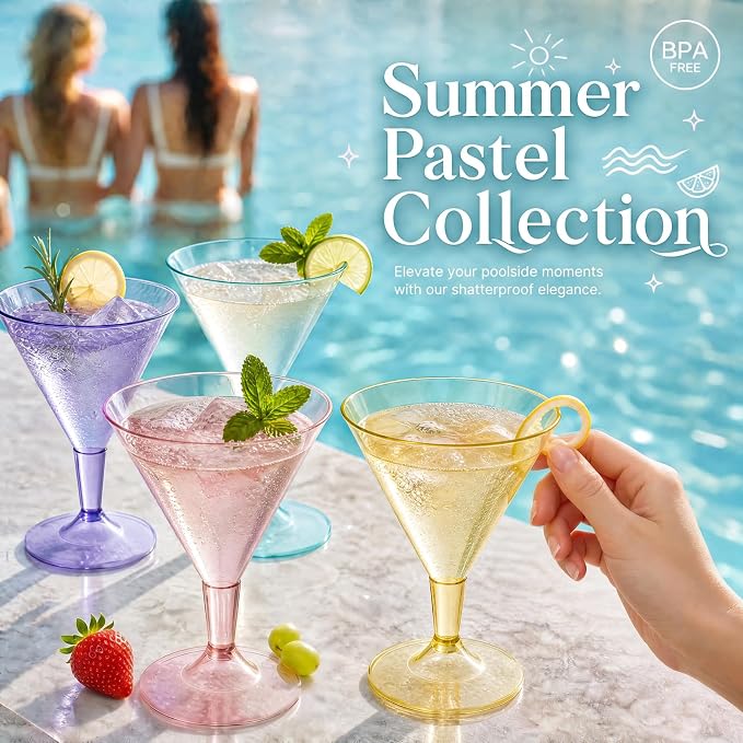 Liacere 24 Pack Colored Plastic Cocktail Glasses - Image 8