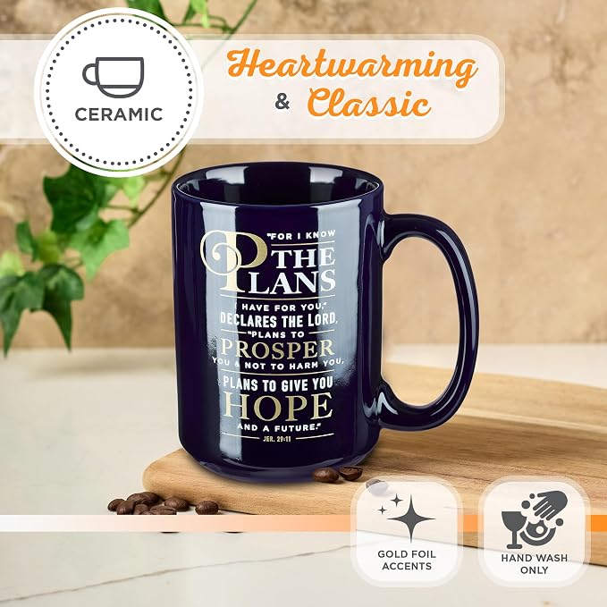 Christian Art Gifts Navy Blue Ceramic Coffee Mug – 14 oz. Microwave and - Image 4