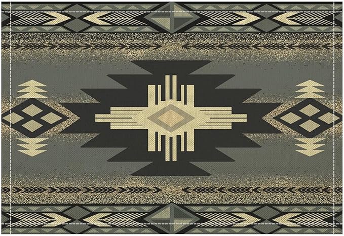 Aztec Southwest Placemats Rustic Tribal Geometric Decorative Table Mat Antique Native Heat Resistant Place Mats for Dining Kitchen Party Holiday Decor 12x18Inch Set of 6