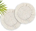 Coomin Boho Coasters for Drinks, Handmade Coasters 7.4in, 2p Beige | Woven by COOMIN