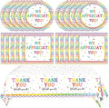 41Pcs We Appreciate You Decorations Rainbow Color Thank You Themed Tableware by Mainivo