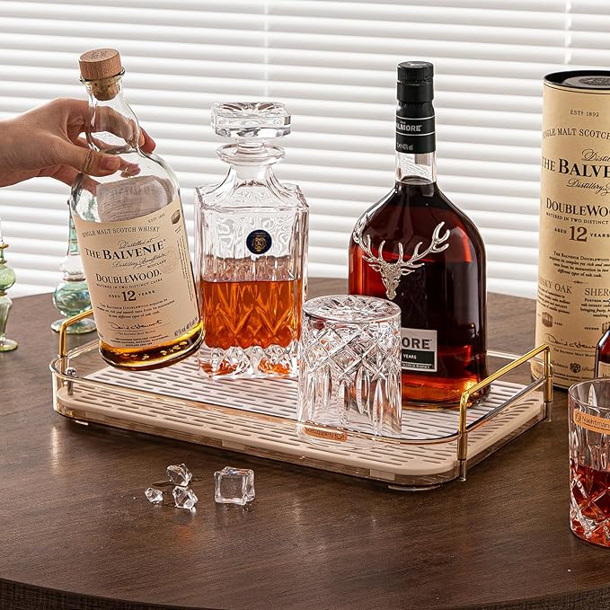 Seoneiro Whiskey Tray, Glass Cup Rack, Mug Holder, Coffee Cup Organizer, Bathroom Countertop with Drain Board Wine Glass Decorative Organizer, Food Tray, Kitchen Spice Rack