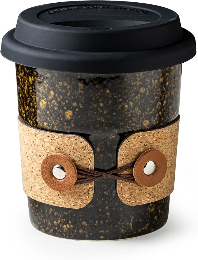 Coffee Travel Cups with Lids Ceramic To Go Coffee Tumbler Tea Mug | Spill Proof by Cormomu