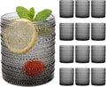 Moretoes 12 Pack 10 Oz Gray Hobnail Drinking Glasses Set | Cocktail Glasses by Moretoes
