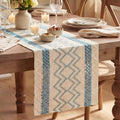 Artoid Mode Sky Blue Stripe Diamond Woven Table Runner 12x72 Inch | Holiday by ArtoidMode