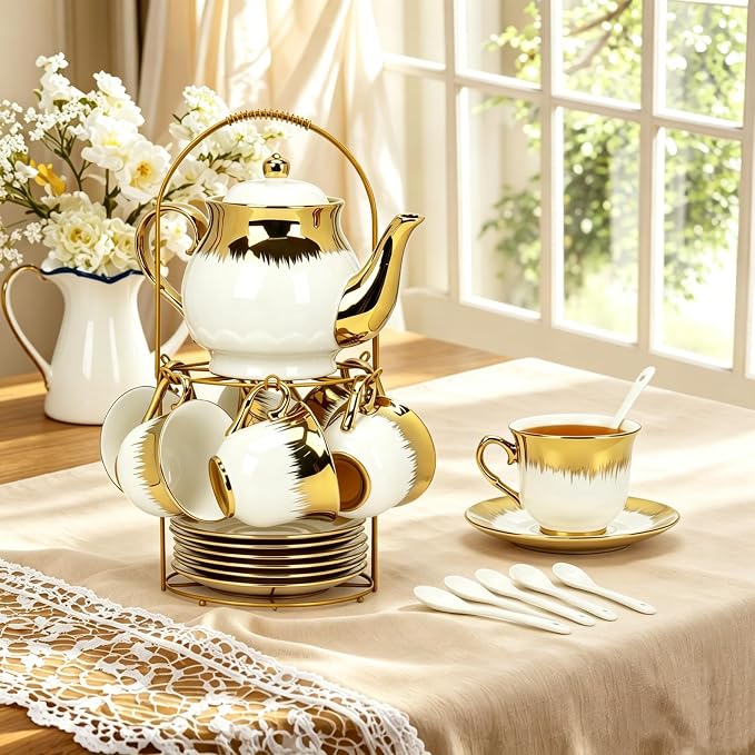 Porcelain Tea Set, Large Ceramic Tea Set - Image 5