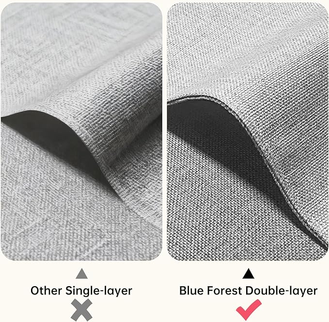 Blue Forest Placemats Set of 8, Dual-Layered Thickened Faux Linen Table Mats Heat Resistant Machine Washable Wrinkle Free Place Mats for Kitchen Dining Outdoor/Indoor (Cream Beige)