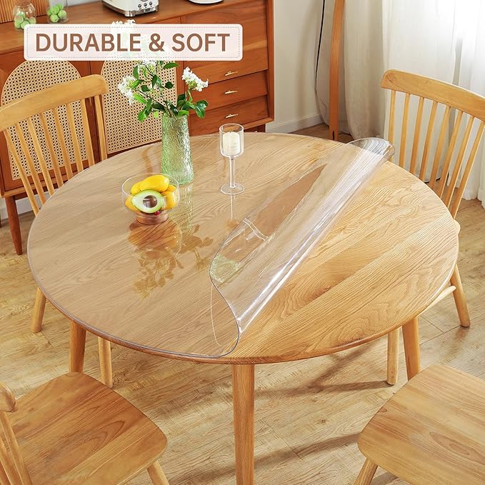 Warmstar Clear Table Protector 2mm Thick, Dia.18 Inch Round Clear Table Cover Protector, Plastic Table Cover, Clear Desk Mat Desk Pad, Desk Protector Mat for Coffee Table, Writing Desk, Dining Room