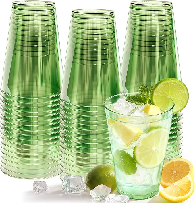 Glowserve 50 Pack 12 oz Green Disposable Plastic Cups Cocktail Glasses | Cold by glowserve