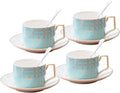 Jusalpha Porcelain Mint Green Tea Cup and Saucer Set and Spoon | Modern elegant by Jusalpha