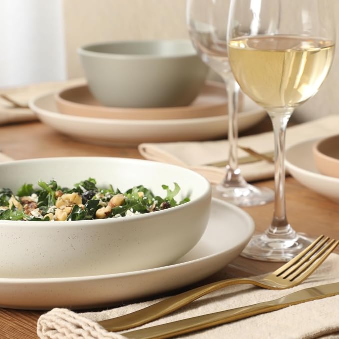 Gibson Elite Leeds Court Plates and Bowls Sets, 16-Piece Stoneware Dinnerware - Image 4