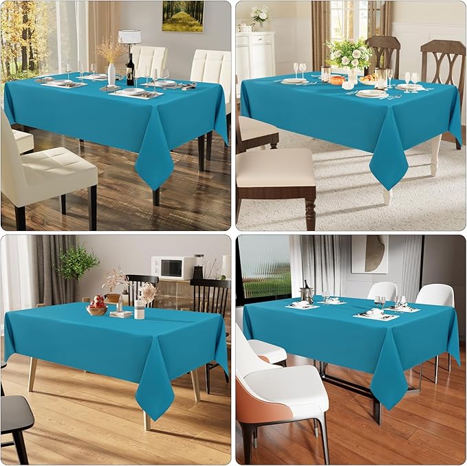 Smiry Rectangle Table Cloth, Waterproof Anti-Scratch Polyester Tablecloth, Decorative Washable Fabric Table Cover for Dining, Buffet, Parties and Outdoor, 52x70, Teal