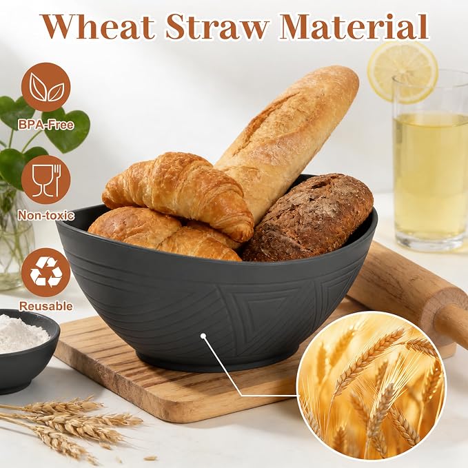 65 OZ Large Salad Bowls, Unbreakable Wheat Straw Bowls Set 4 PCS, Large Plastic - Image 5