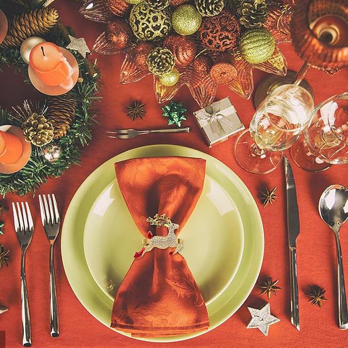 Napkin Rings Set of 8 Silver Set of 8 Napkin Rings Christmas, Holidays, Thanksgiving (Deer-2)