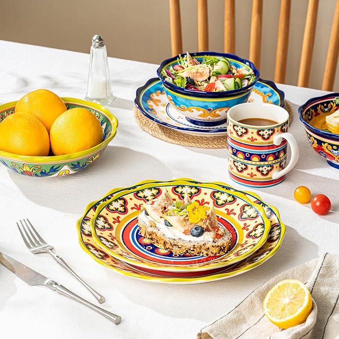 UNICASA Ceramic Dessert Plate Set of 4, 9 Inch Snack Plates - Image 3