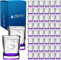 Personalized Square Shot Glasses Set of 50 Purple Bottom 2oz Engraved Initial and Name Custom Gifts, Weddings, Birthdays, Party, Event, Decorations