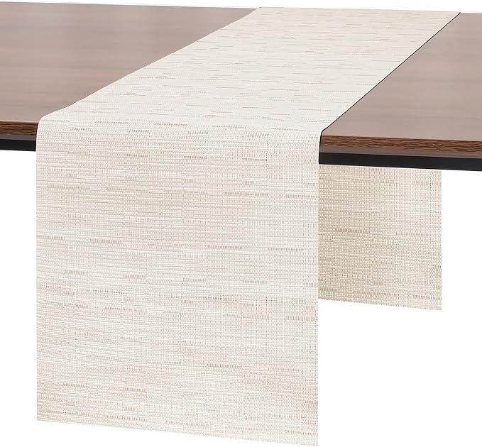 Myir JUN White Table Runner Home Decor Dining Table Runners | Vinyl Table by MyirJUN