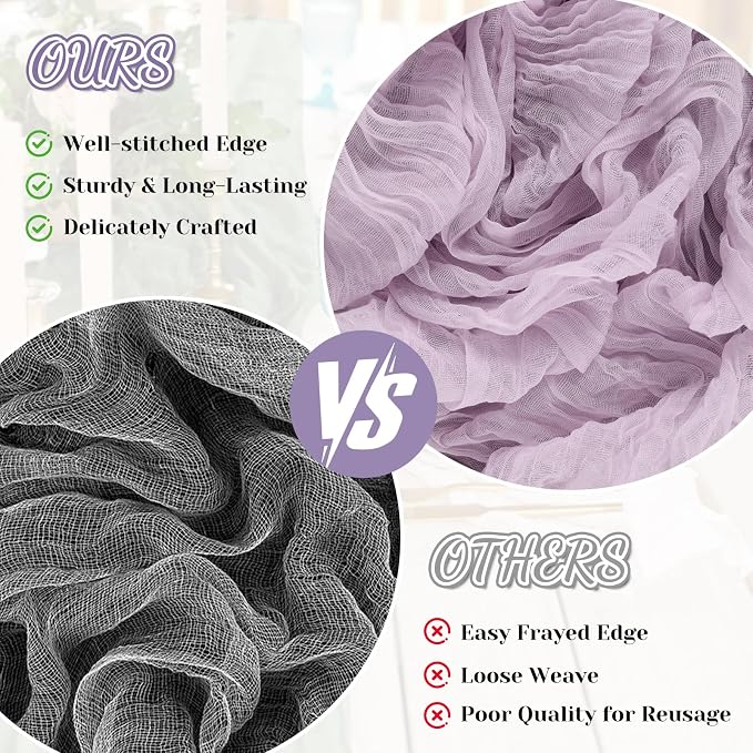 2 Pack Cheesecloth Table Runner, 120 Inch Lavender Purple Table Runner | 10 Ft - Image 6