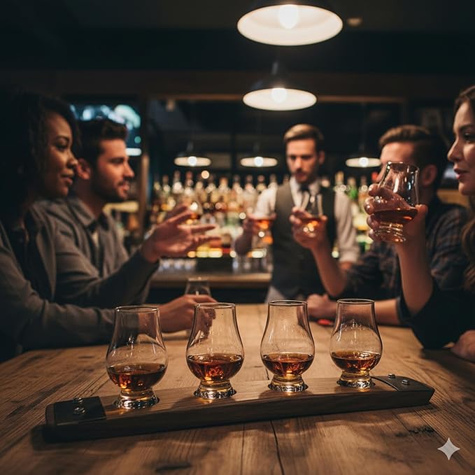 Premium 4 Glass Whiskey Flight/Dark Walnut/No Glasses
