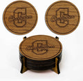LazerEdge College of Charleston Cougars Wooden Coaster Set - Cherry Wood - Officially Licensed Product - 4-Pack