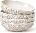 8 inch Pasta Bowls, 22 Oz Ceramic Serving Bowls Set of 4, Embossed Porcelain by FEENMAICeramicHome
