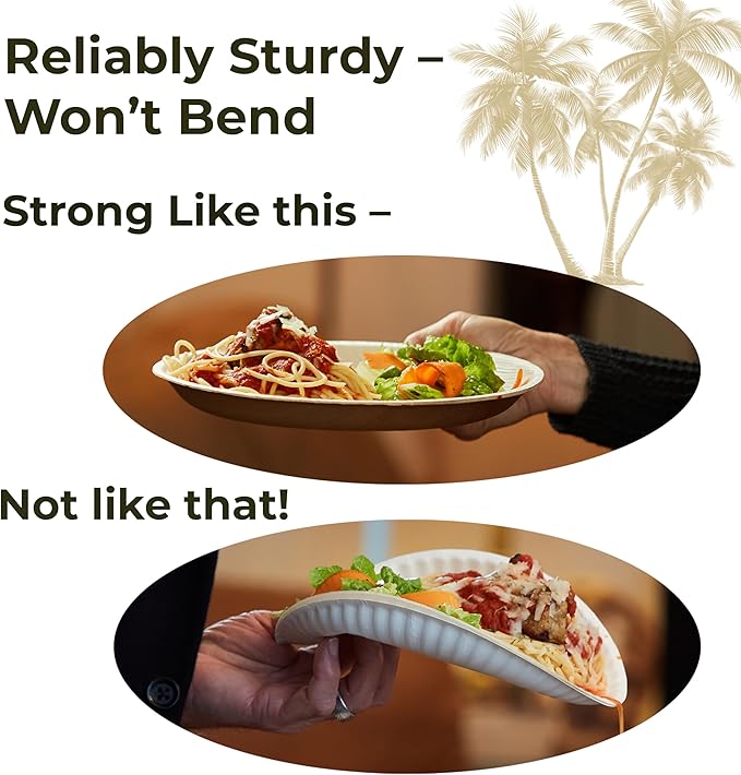Indie Palm Disposable Palm Leaf Plates – 100 Pack 10 Inch Square – Heavy Duty, 100% Compostable & Biodegradable – Eco-Friendly Alternative to Plastic & Bamboo – Perfect for Parties & Events