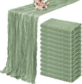 YMHPRIDE 12 Pack Cheesecloth Table Runner 35x120in Sage Green Table Runner | by YMHPRIDE