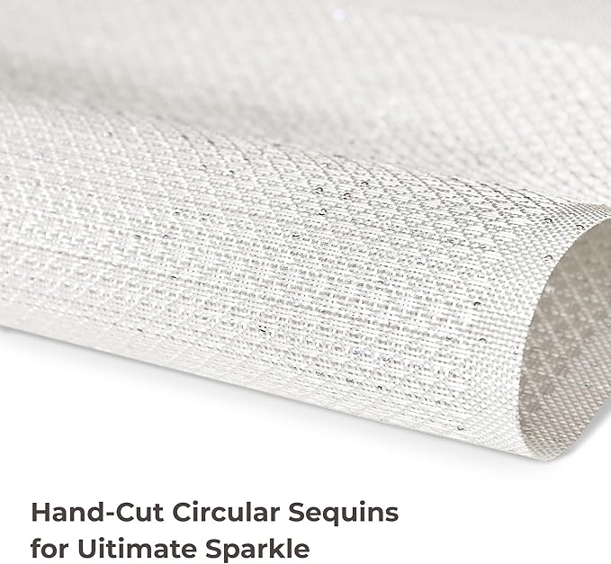 Leetaltree Luxury Crystal White Sequin Placemats Set of 6 - Waterproof Washable for Wedding, Anniversary, Daily Use - Sparkling Table Decor - Hand-Cut